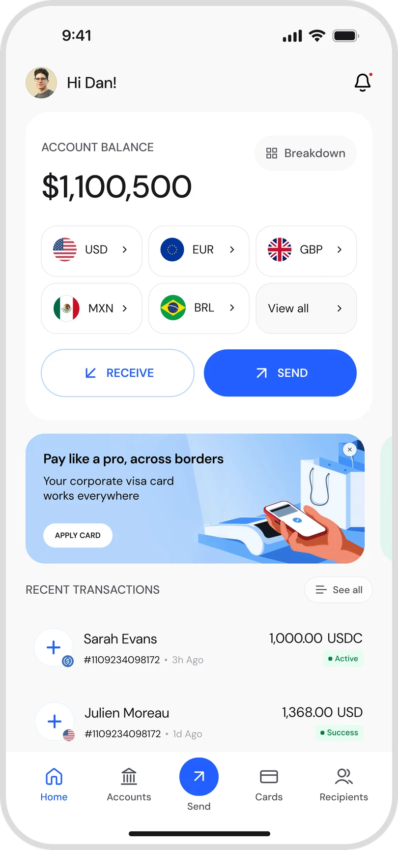 Endl mobile dashboard